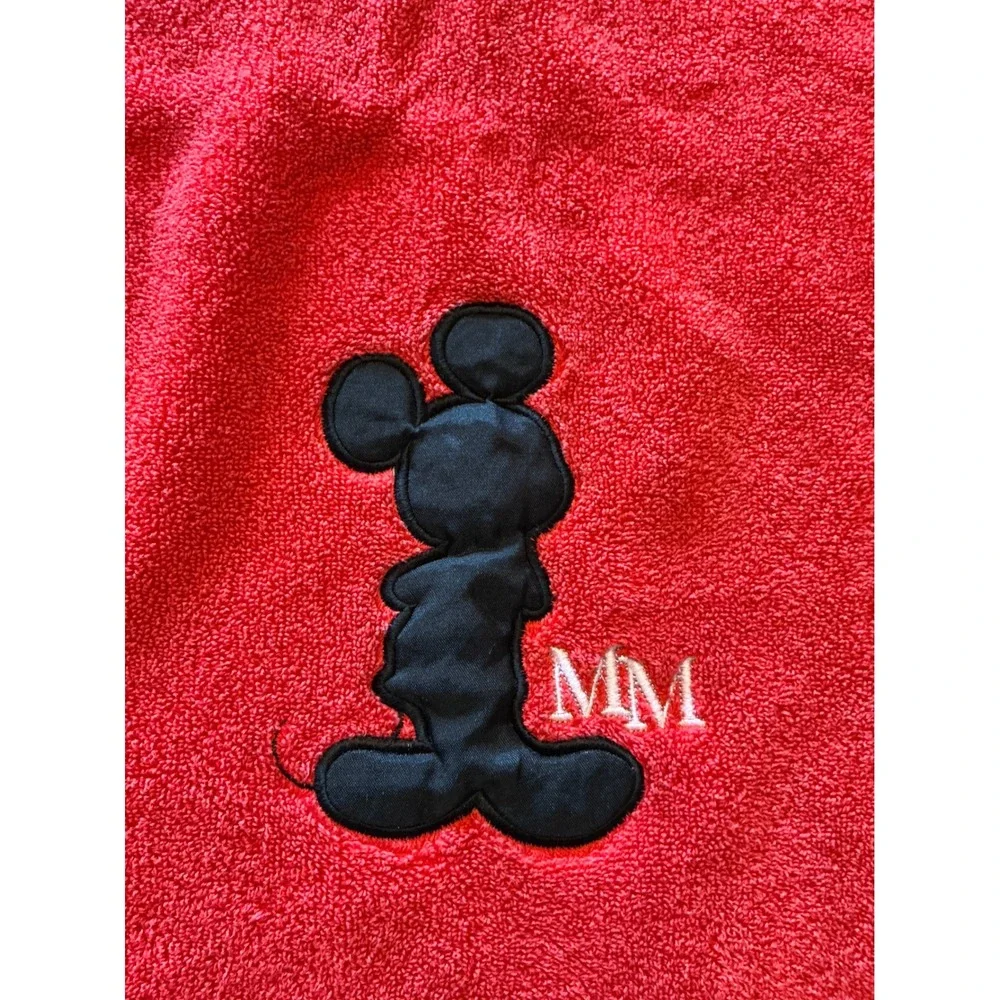 Disney Mickey Mouse 3 Piece Towel Set Red Black Bath Hand Towel Washcloth MM
